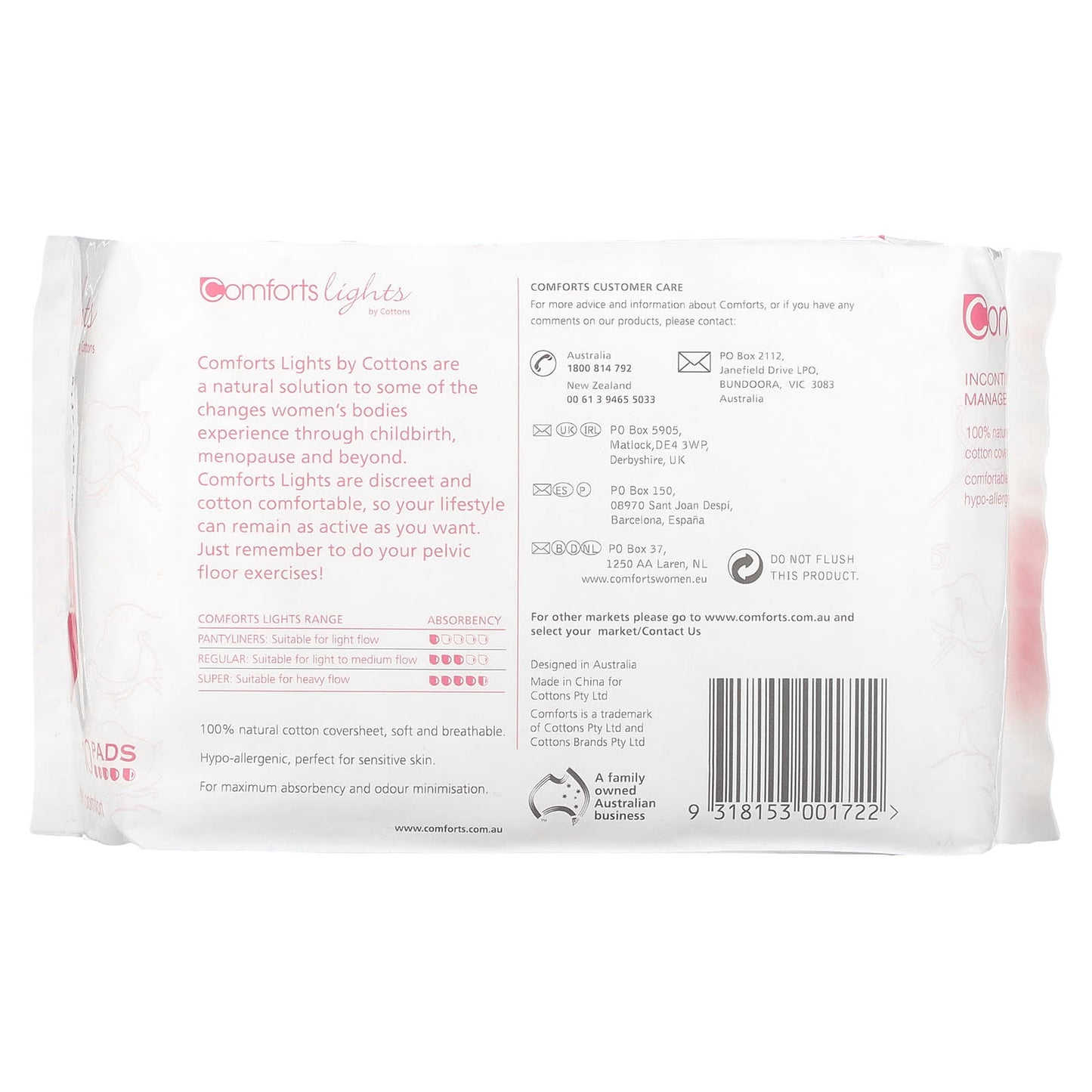 Natural Cotton Incontinence Pads for Heavy Flow - Comforts Lights by Cottons - Image 2