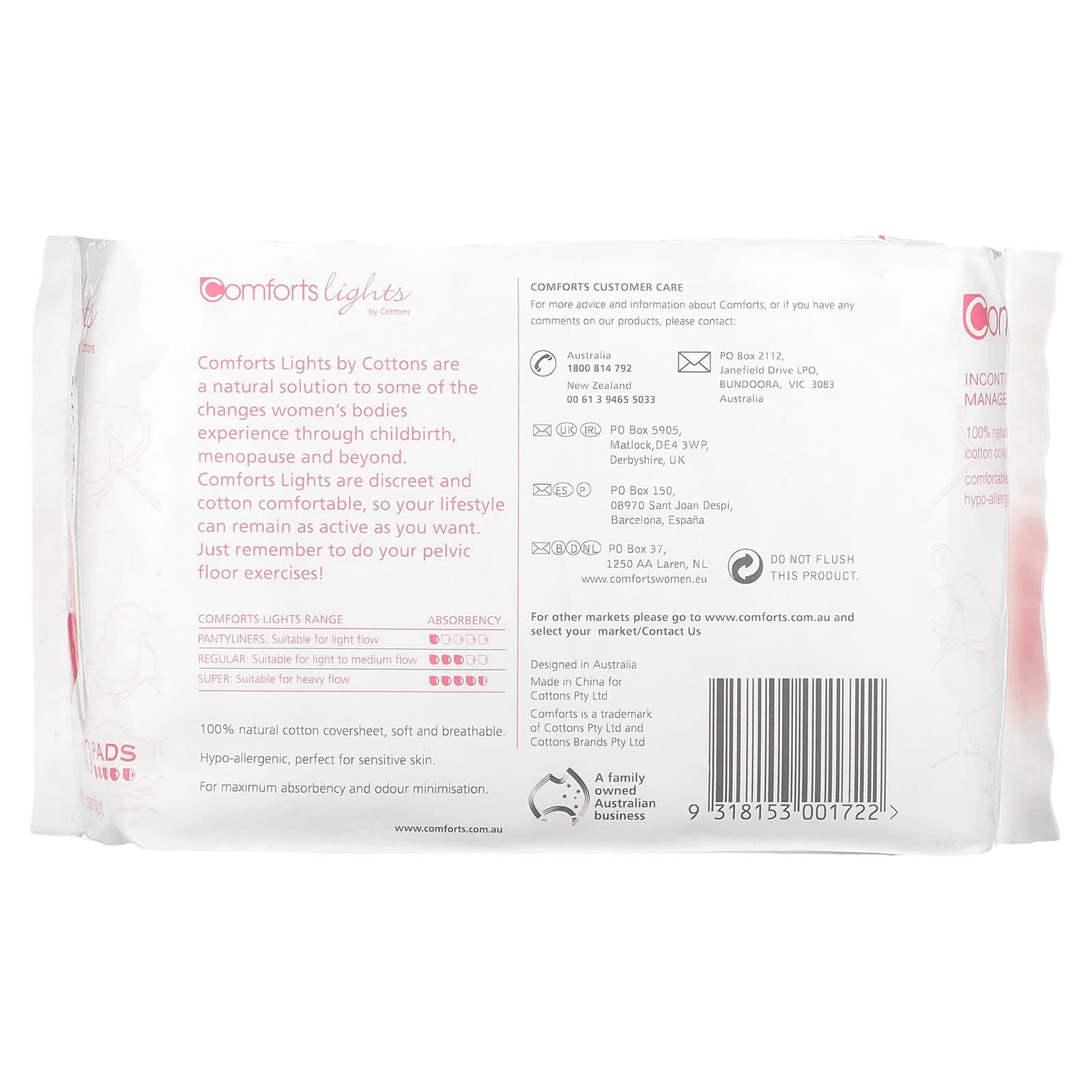 Natural Cotton Incontinence Pads for Heavy Flow - Comforts Lights by Cottons - Image 2