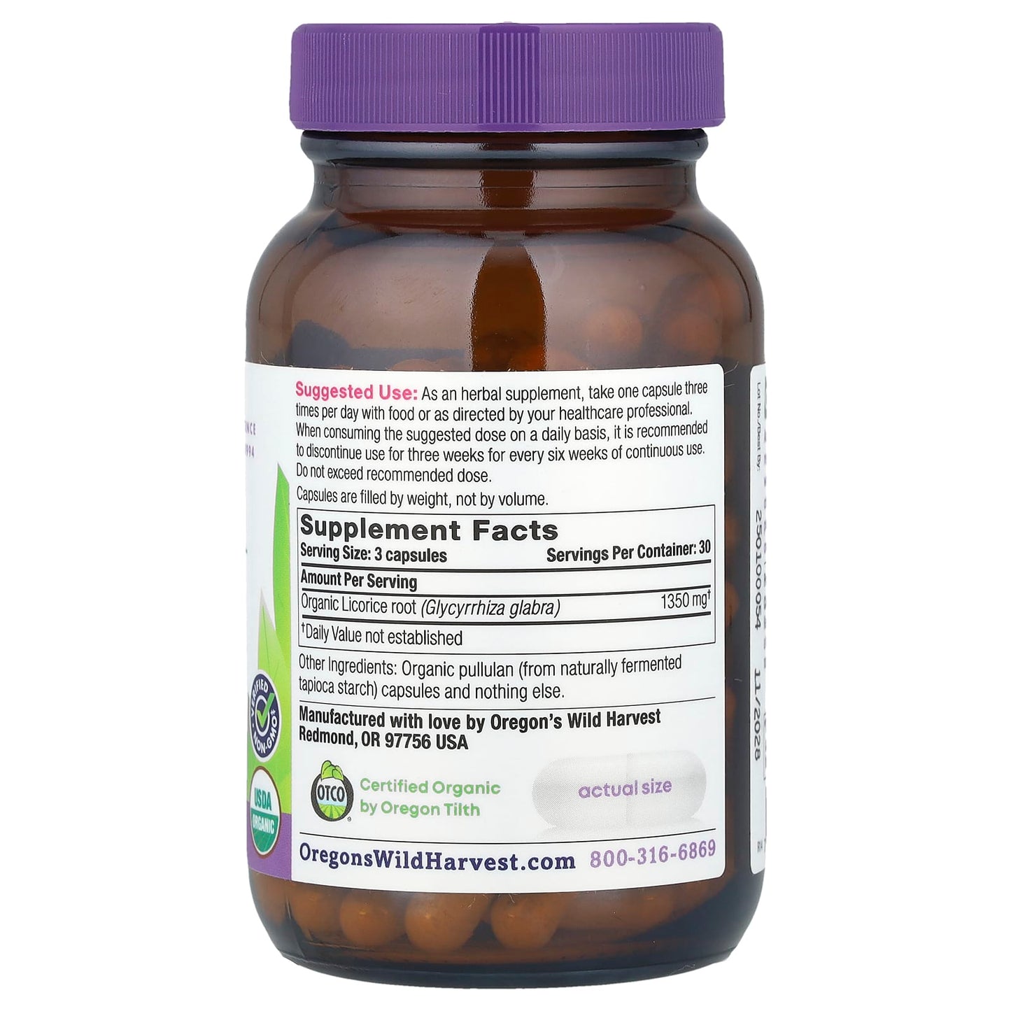 Oregon's Wild Harvest, Organic Licorice, 90 Organic Vegan Capsules (450 mg per Capsule) - Image 2