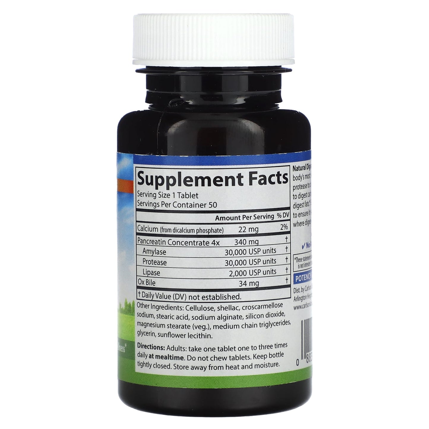 Carlson Natural Digestive Enzymes - 50 Tablets for Optimal Wellness - Image 2