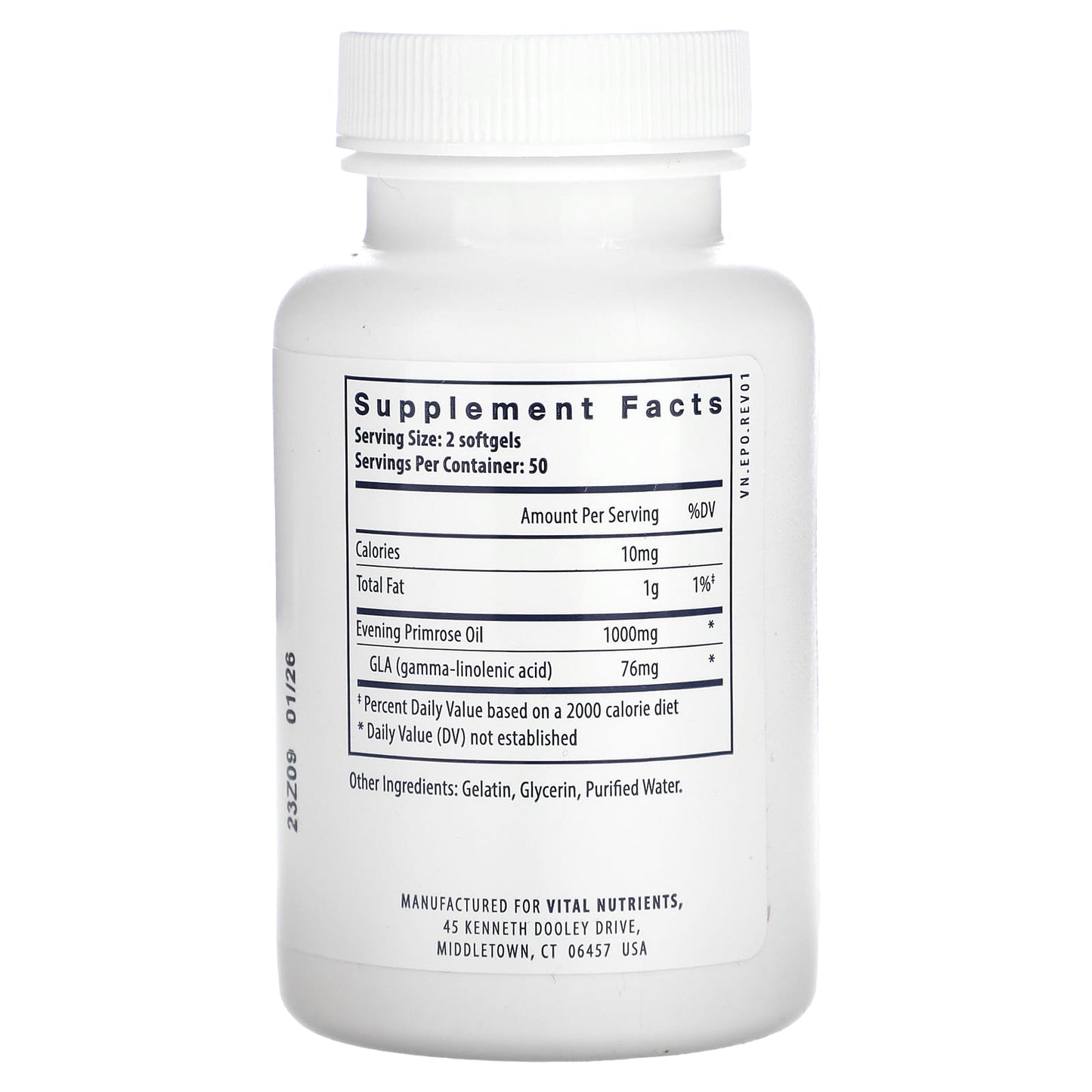 Vital Nutrients, Evening Primrose Oil , 100 Softgels - Image 2