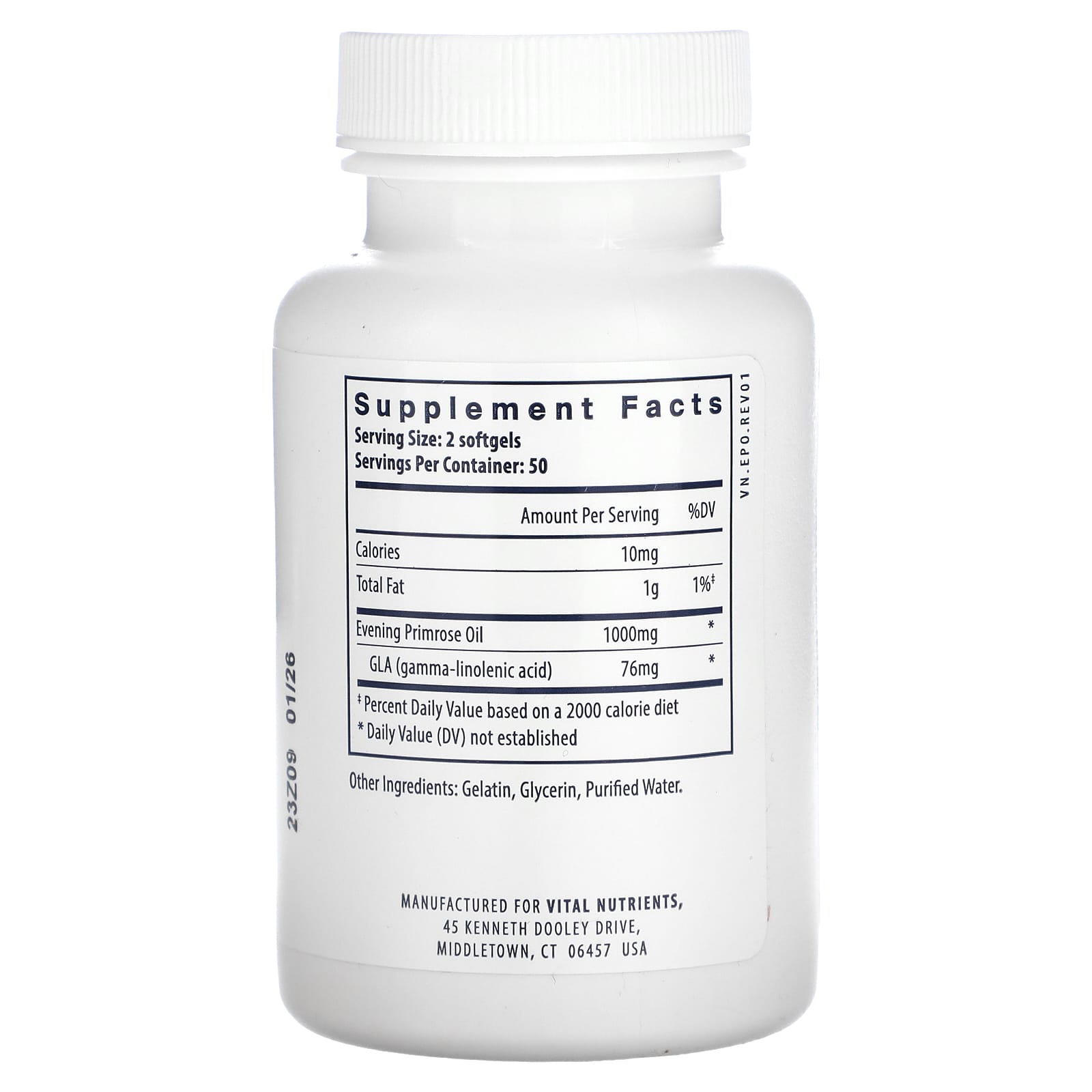 Vital Nutrients, Evening Primrose Oil , 100 Softgels - Image 2