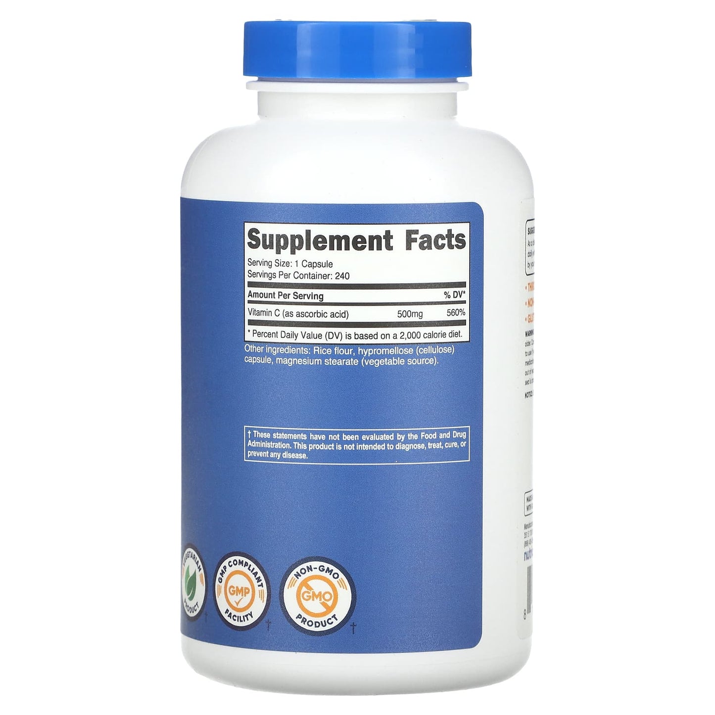 Nutricost, Vitamin C, 500 mg, 240 Capsules - Image 2