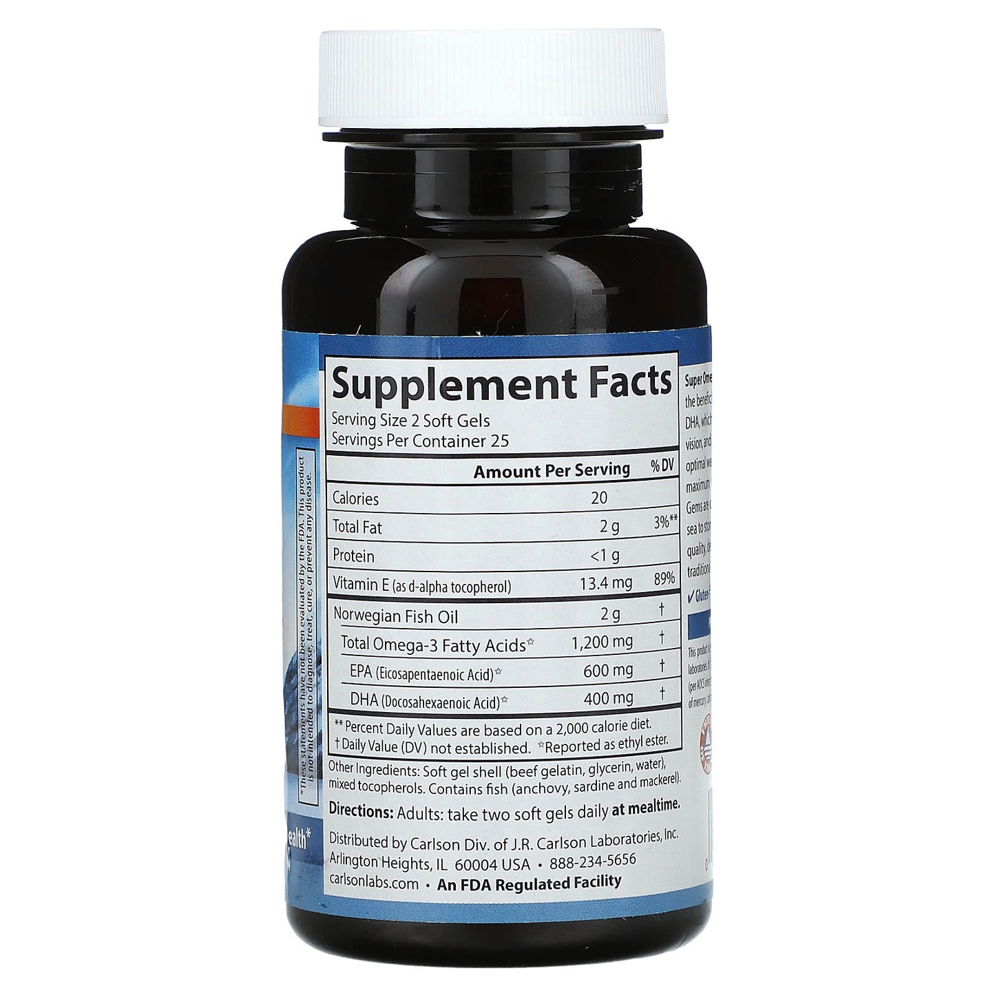 Carlson Wild Caught Omega-3 Fish Oil Supplement Soft Gels - Image 2
