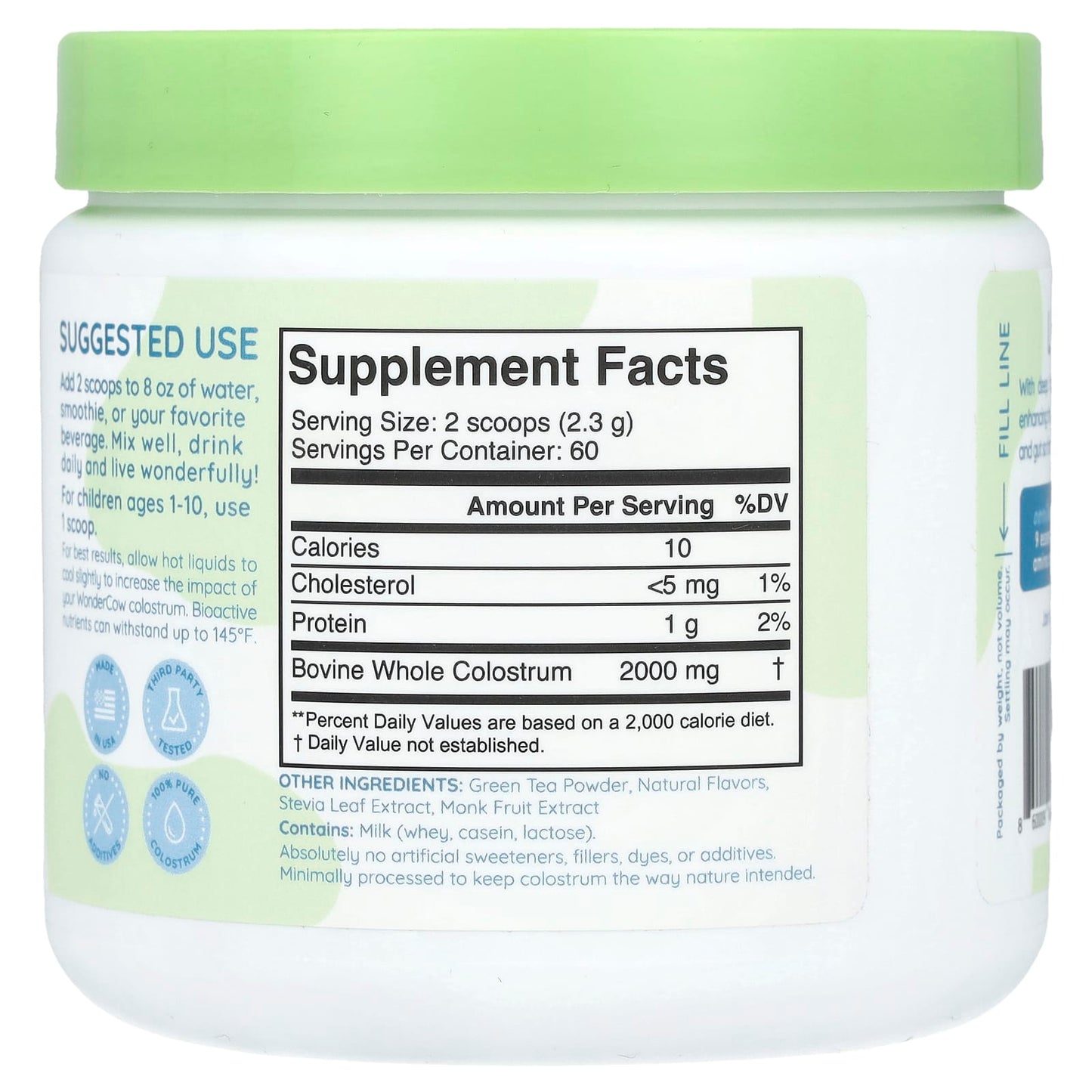 Wondercow, Colostrum Powder, Matcha, 4.9 oz (140 g) - Image 2