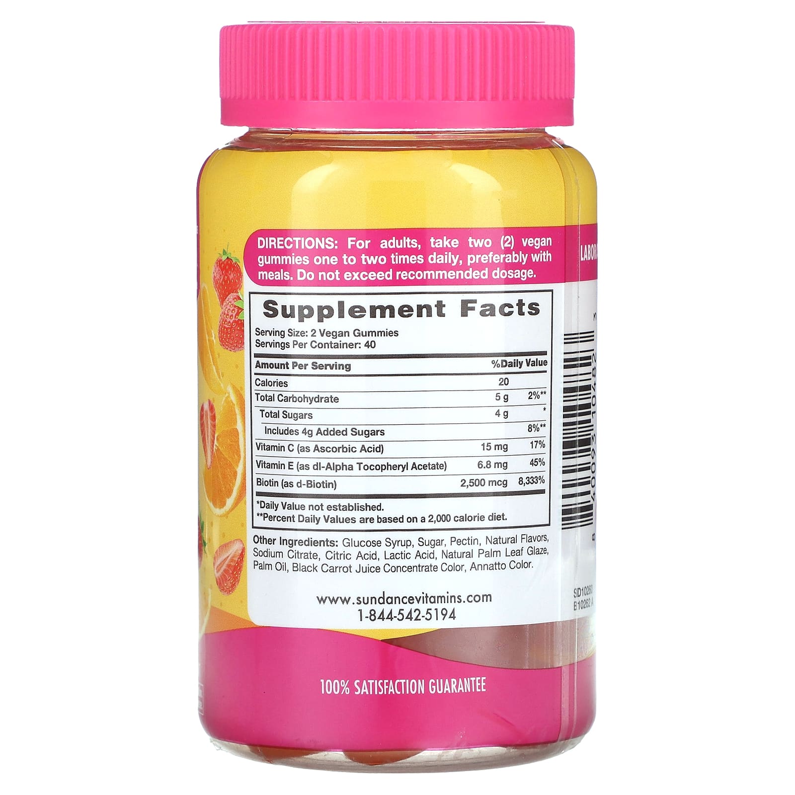 Sundance Vitamins, Hair, Skin & Nails Gummies, Natural Fruit, 80 Vegan Gummies - Image 2