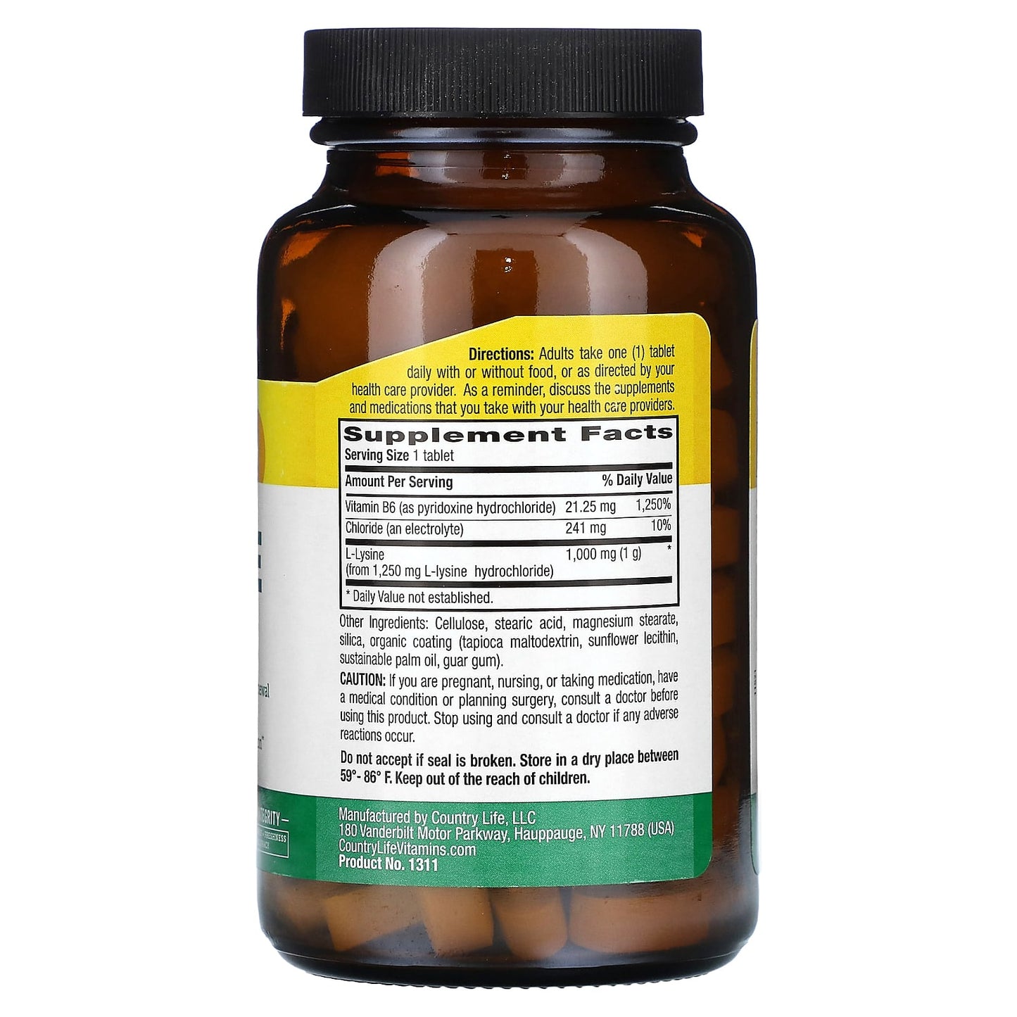 Country Life L-Lysine 100 Tablets for Collagen Renewal &amp; Skin Health - Image 2
