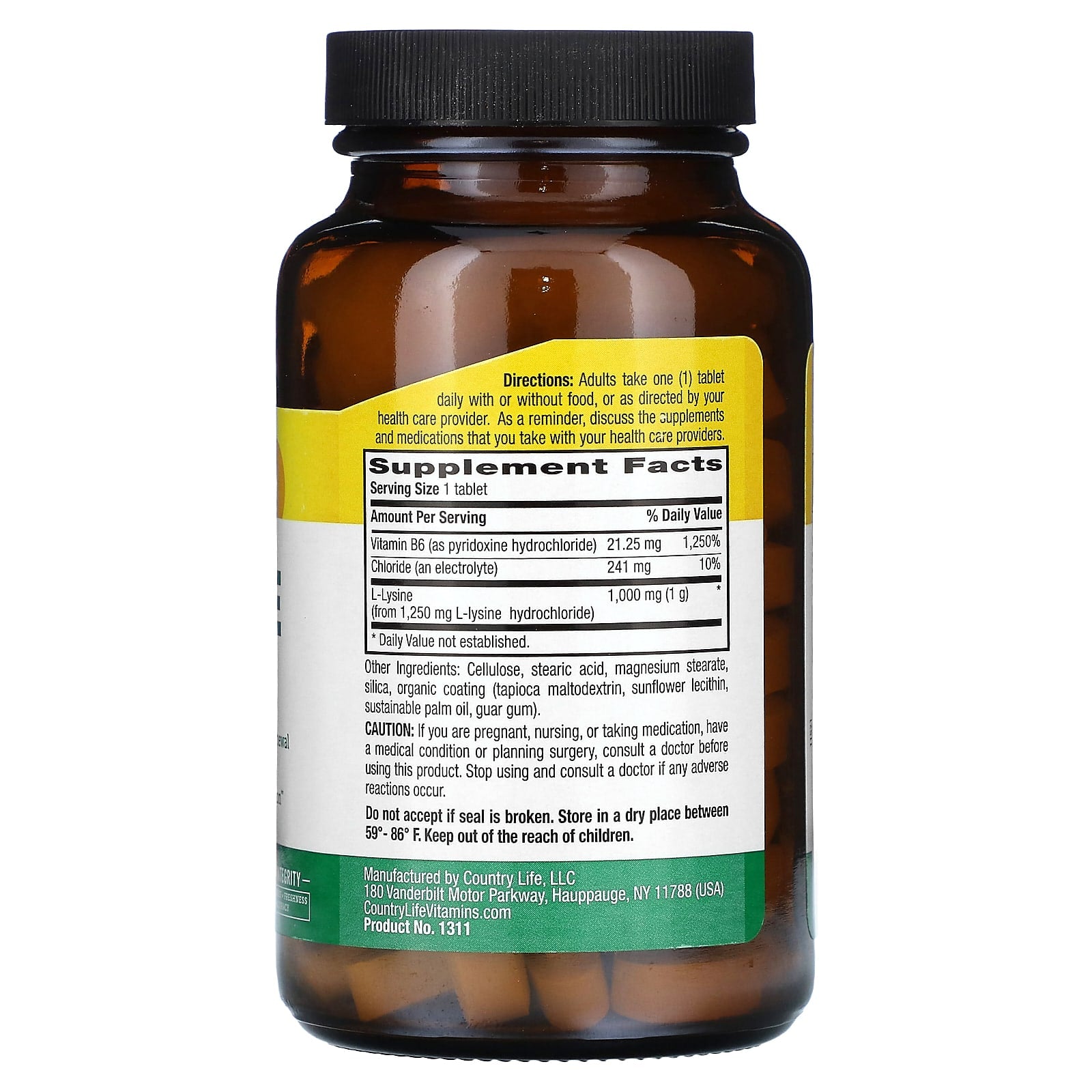 Country Life L-Lysine 100 Tablets for Collagen Renewal &amp; Skin Health - Image 2