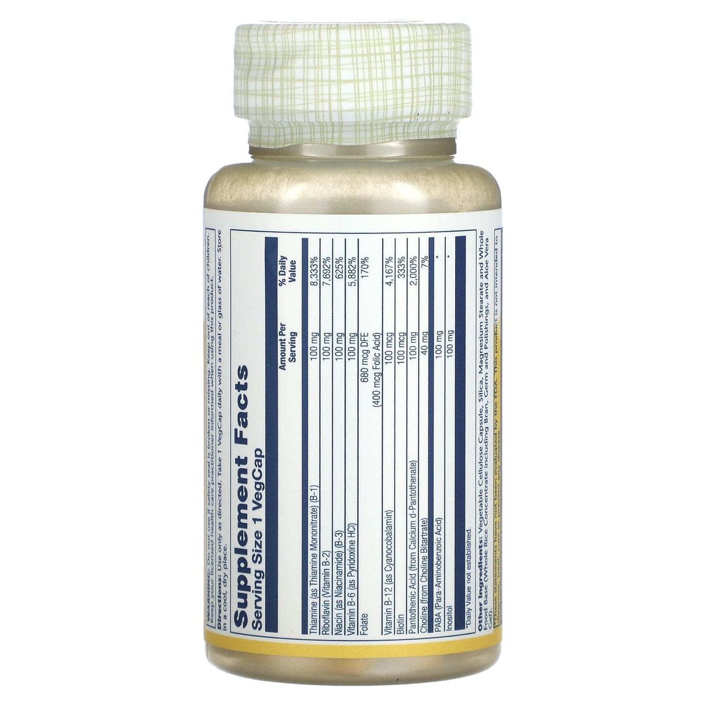Solaray, Vitamin B-Complex 100, 50 VegCaps - Image 2