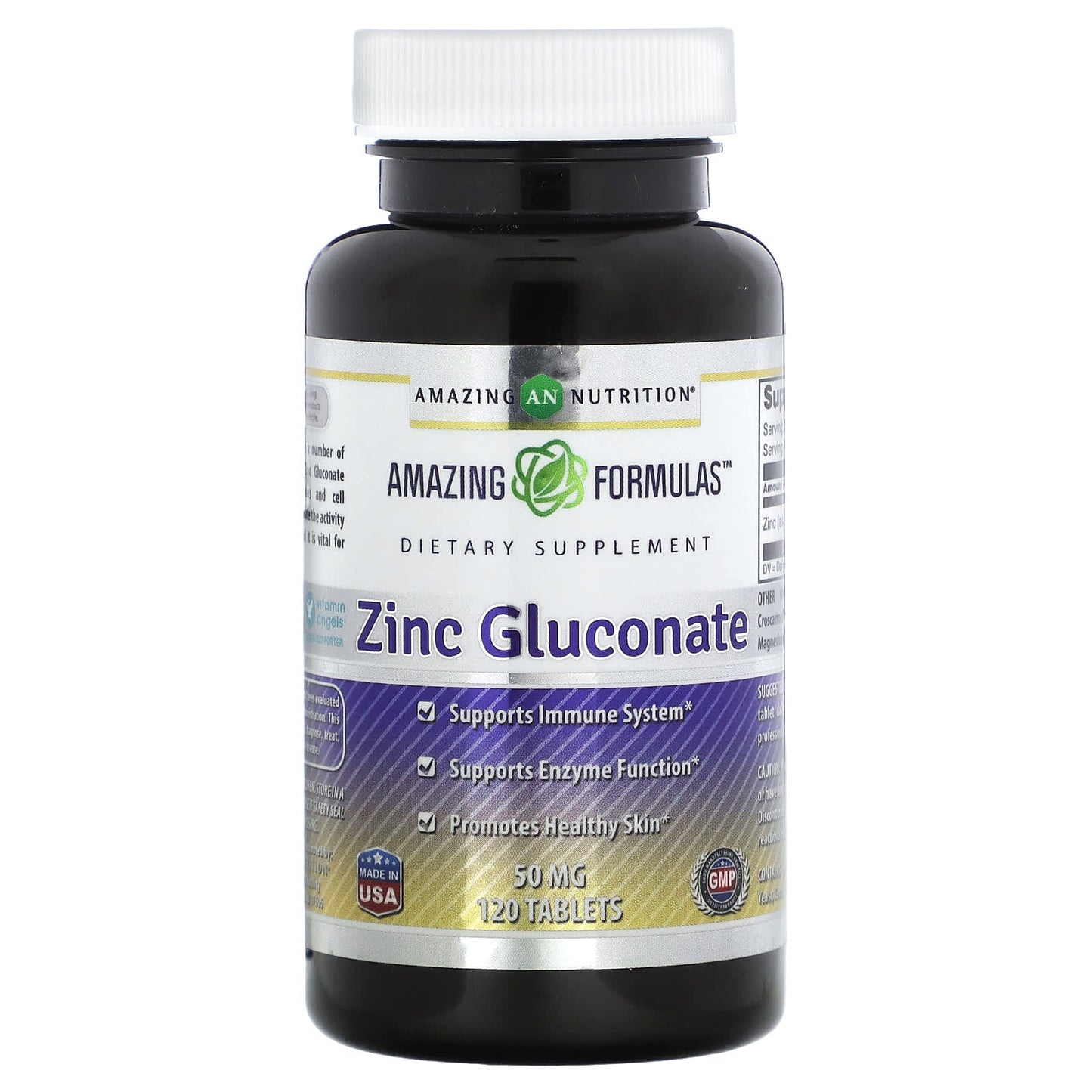 Boost Immune System with Zinc Gluconate 50mg, 120 Tablets by Amazing Nutrition - Image 1