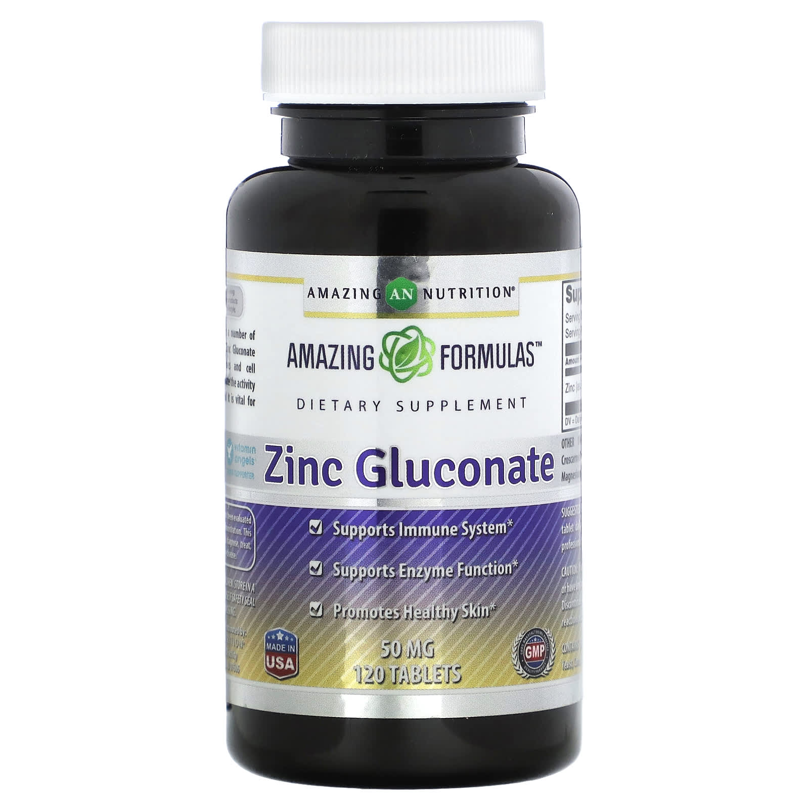 Boost Immune System with Zinc Gluconate 50mg, 120 Tablets by Amazing Nutrition - Image 1
