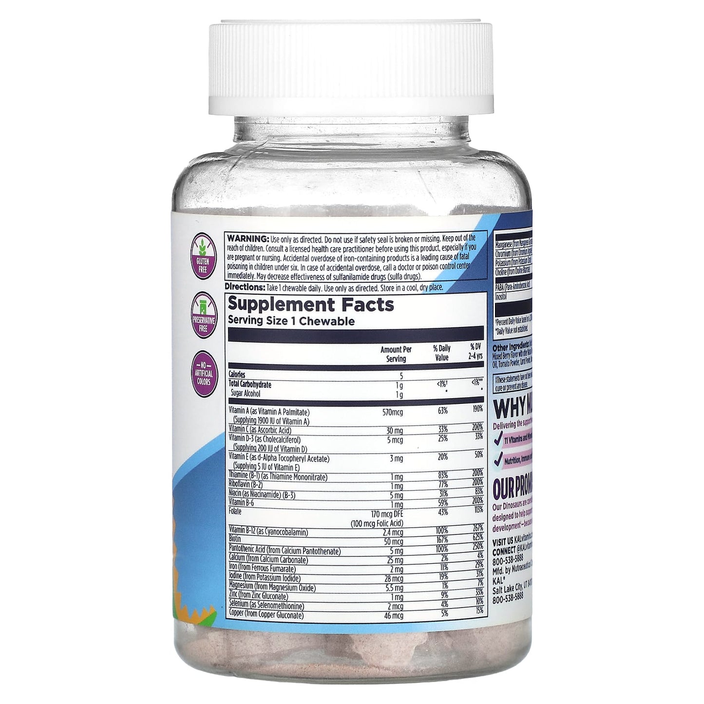 KAL, MultiSaurus, Mixed Berry, 60 Chewables - Image 2