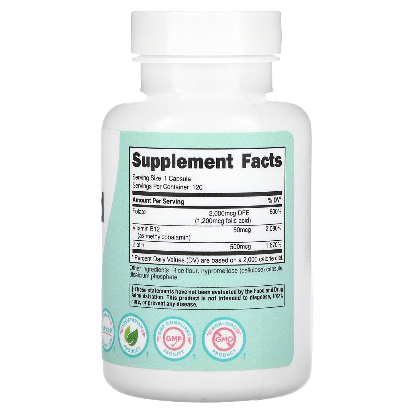 Nutricost, Women, Folic Acid with Biotin & Vitamin B12, 120 Capsules - Image 2