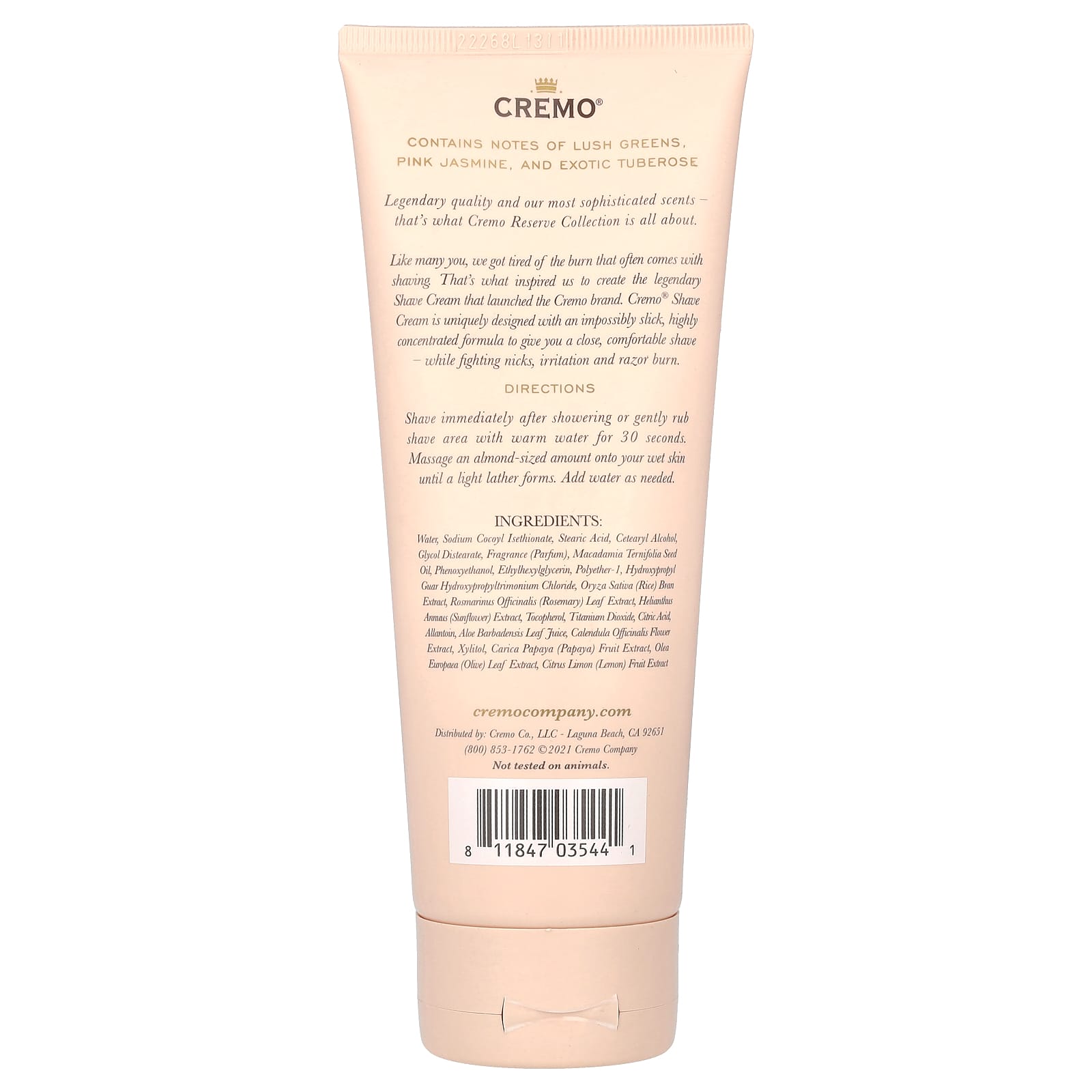 Cremo Reserve Shave Cream with Jasmine Tuberose, 6 fl oz - Image 2