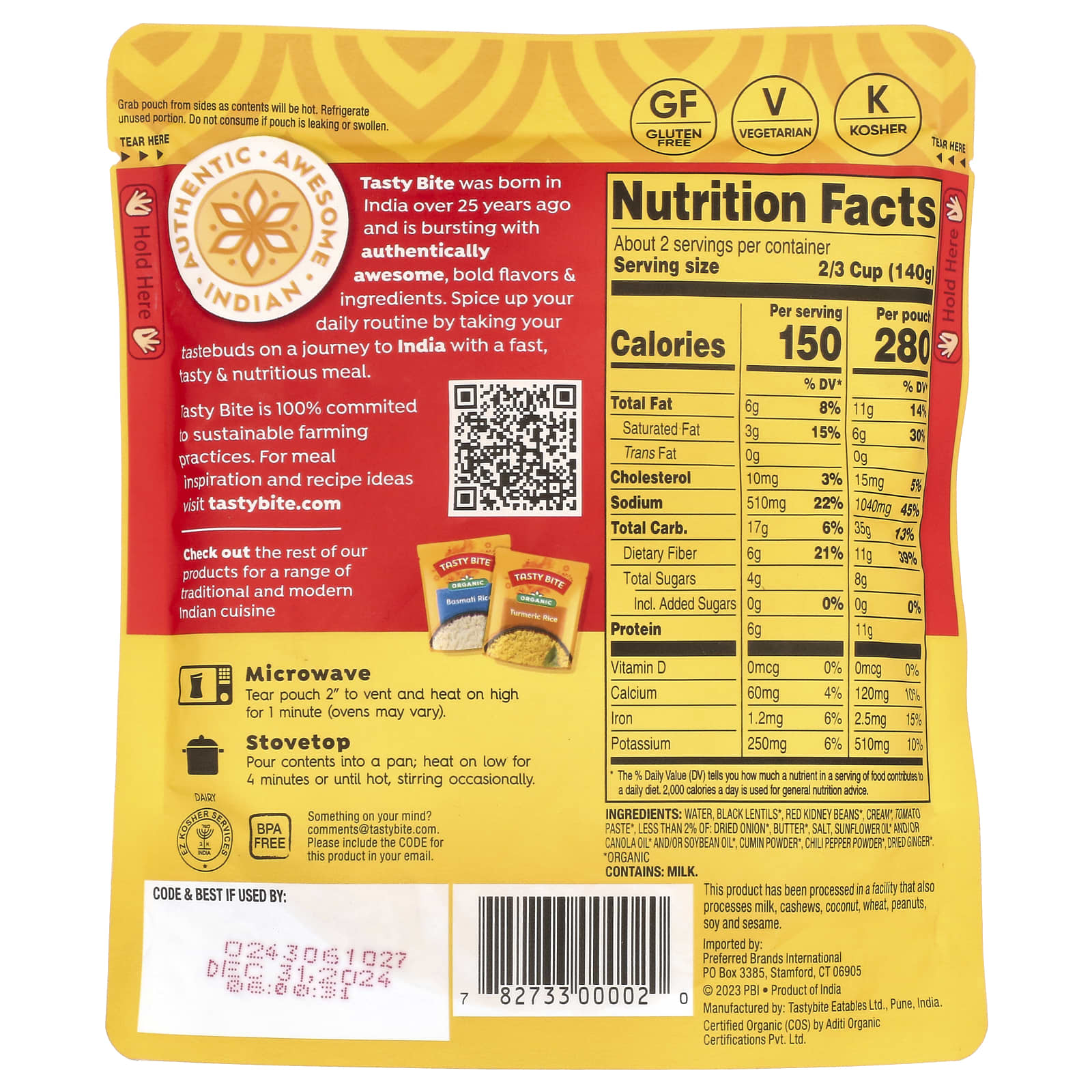 Tasty Bite, Organic Original Madras Lentils™, Mild, 10 oz (285 g) - Image 2