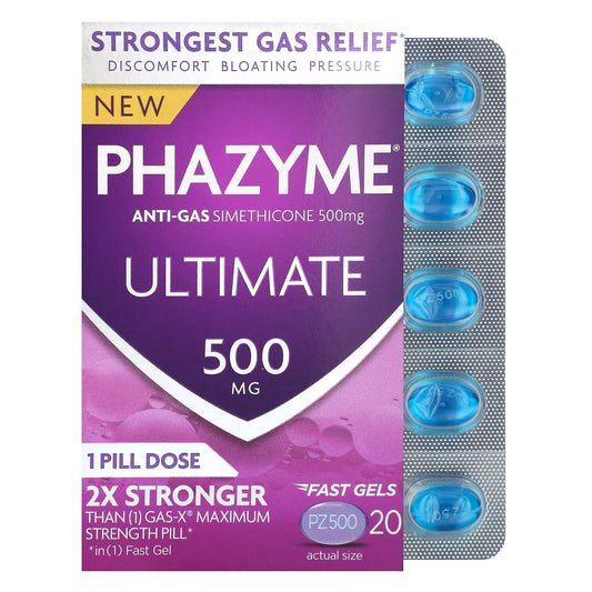 Phazyme, Ultimate, Anti-Gas Simethicone, 500 mg, 20 Fast Gels - Image 1