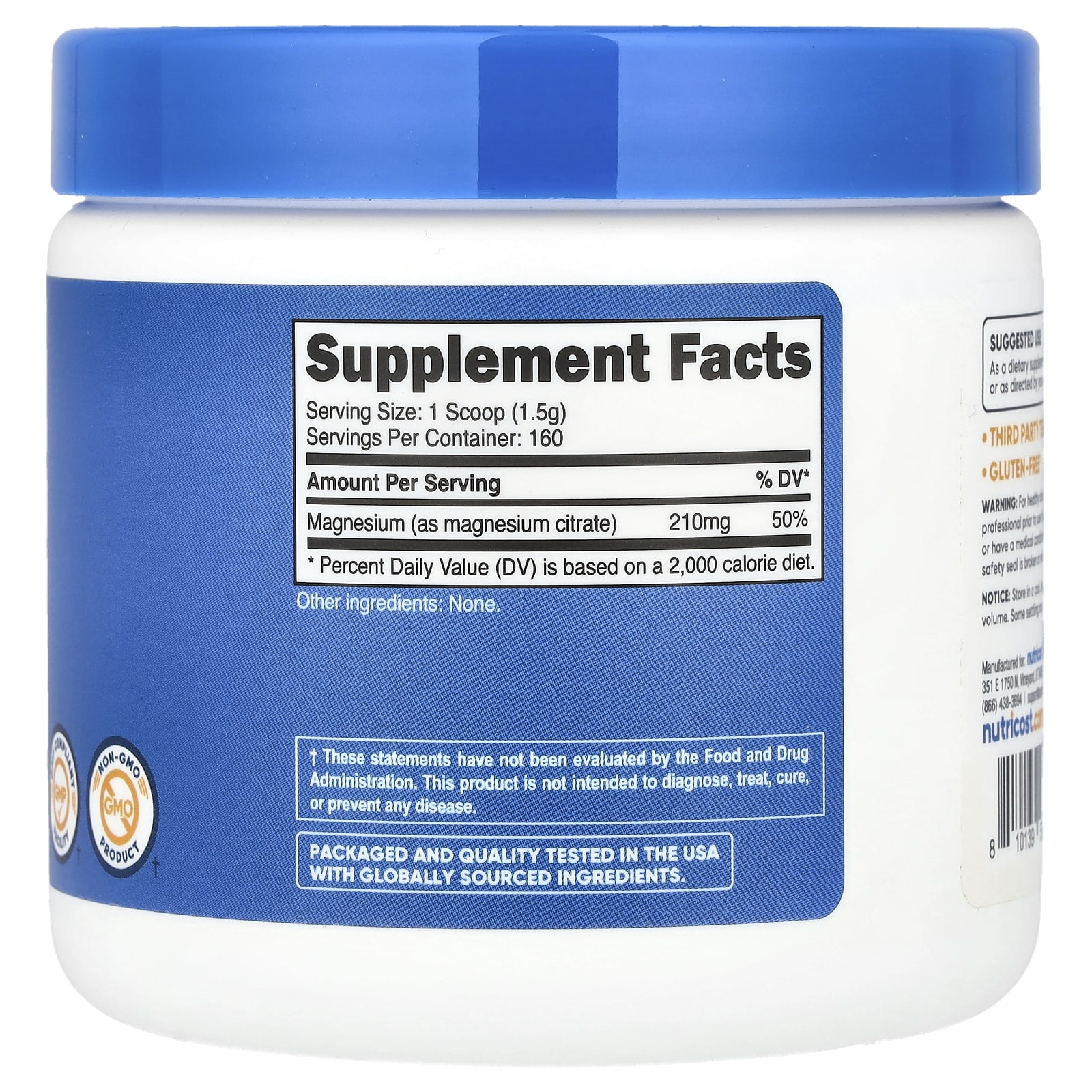 Nutricost, Magnesium Citrate, Unflavored, 8.9 oz (250 g) - Image 2