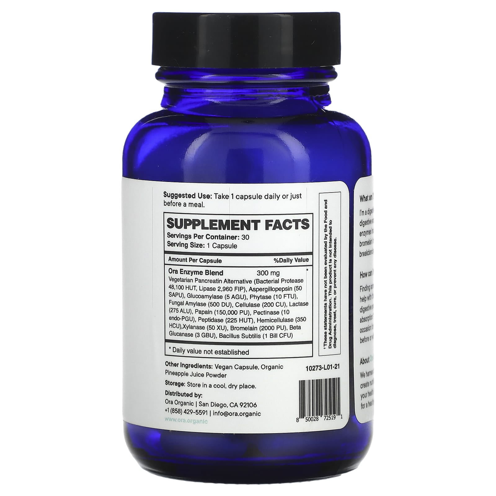 Ora, Break It Down, Digestive Enzymes, 30 Capsules - Image 2