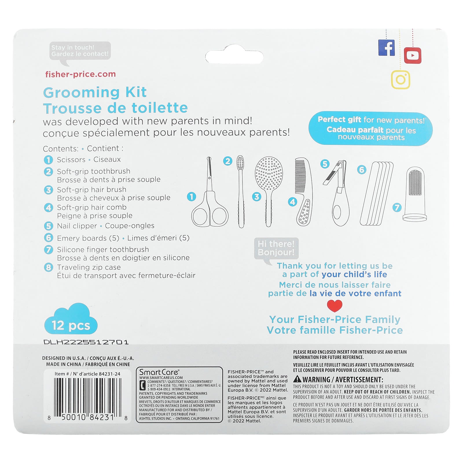 Fisher-Price Grooming Kit for Newborns - 12 Piece Essential Set - Image 2