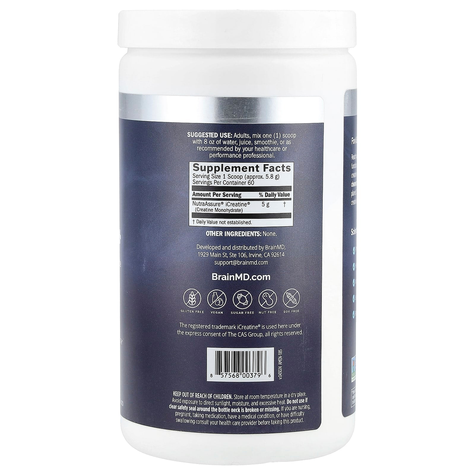 Unflavored Creatine Monohydrate Supplement for Energy & Brain Health by BrainMD - Image 2