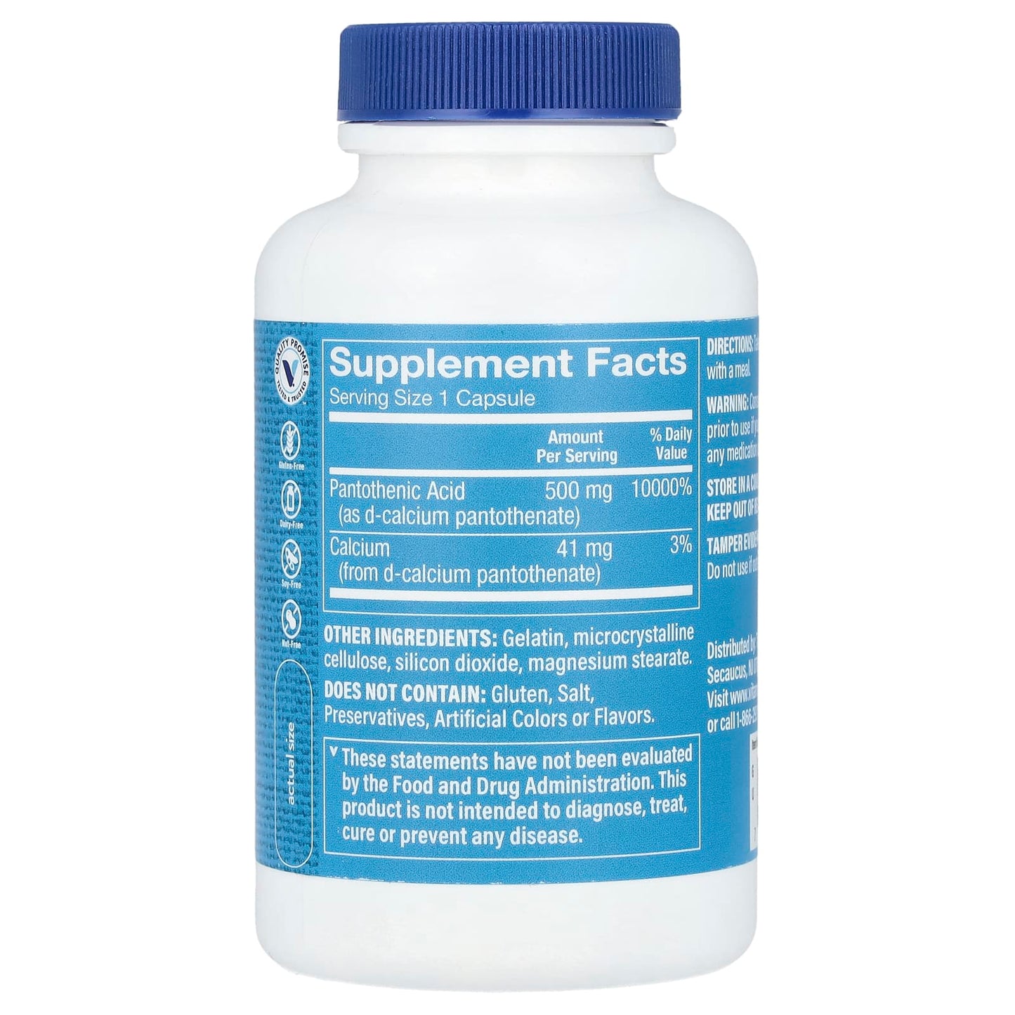 The Vitamin Shoppe, Pantothenic Acid, Vitamin B5, 100 Capsules - Image 2