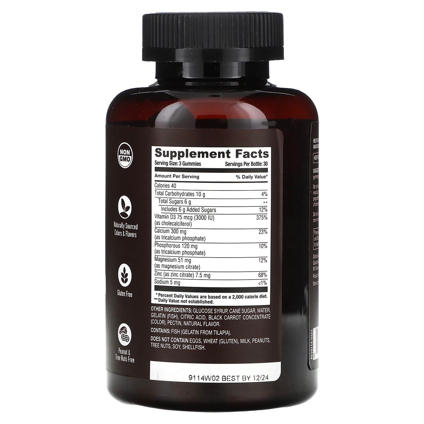 YumVs, Strong Earth Gummies, Calcium, Magnesium & Zinc + Vitamin D, Raspberry, 90 Gummies - Image 2