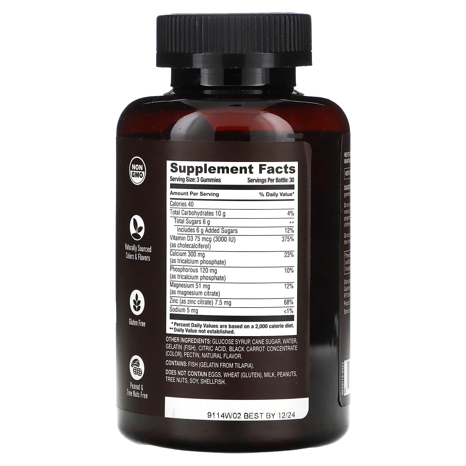 YumVs, Strong Earth Gummies, Calcium, Magnesium & Zinc + Vitamin D, Raspberry, 90 Gummies - Image 2