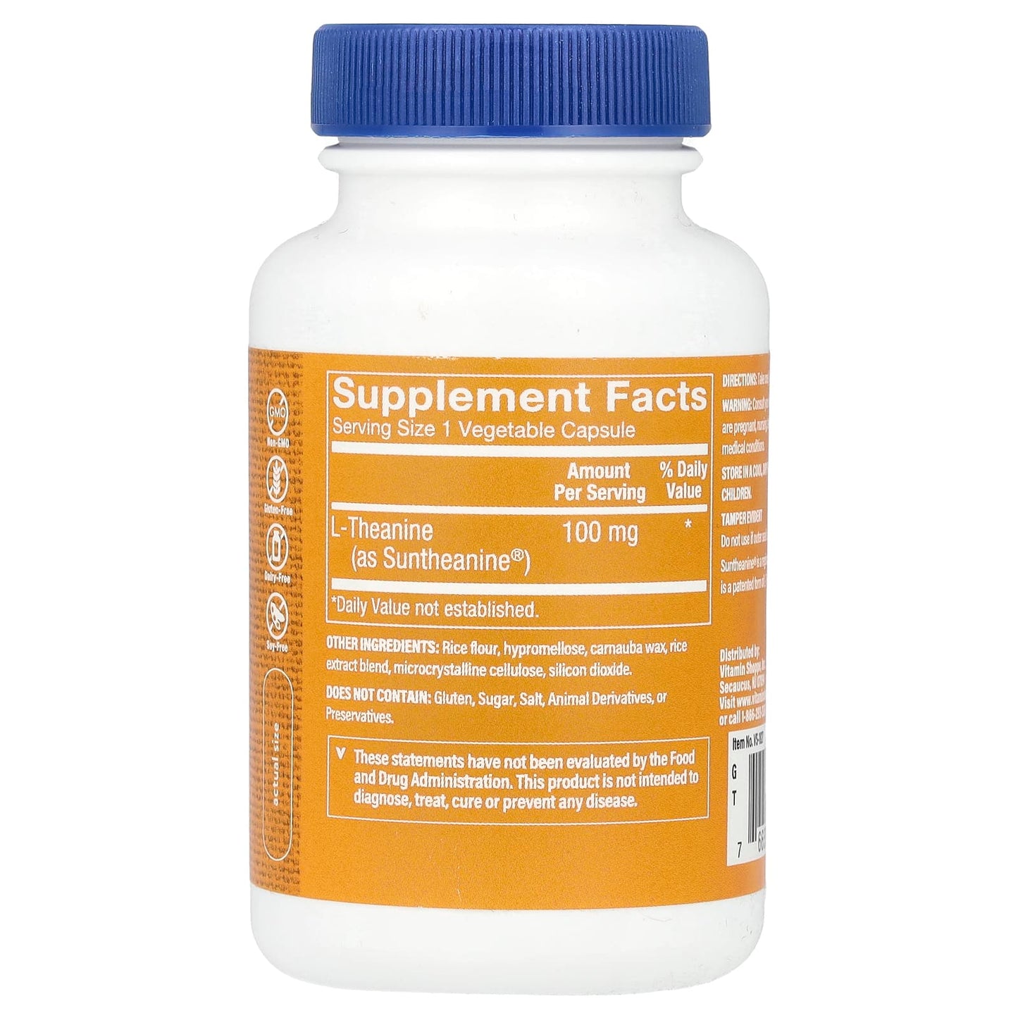 The Vitamin Shoppe, L-Theanine, 100 mg, 120 Vegetable Capsules - Image 2