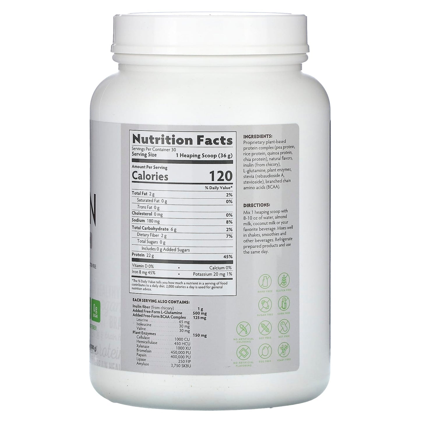 BrainMD Omni Protein Plant-Based Chocolate Powder, 2.38 lbs (1,080g) - Image 2