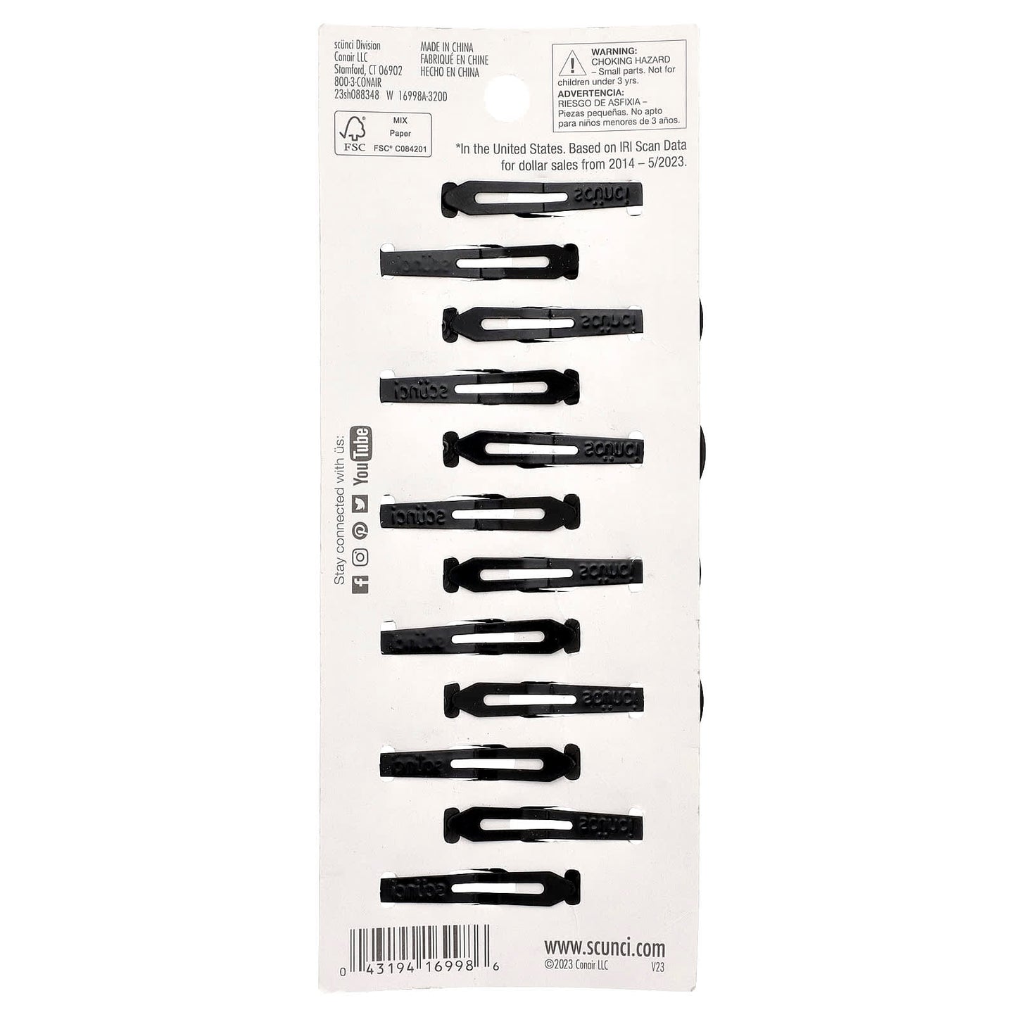 Scunci, Snap Hair Clips, Black, 12 Pieces - Image 2