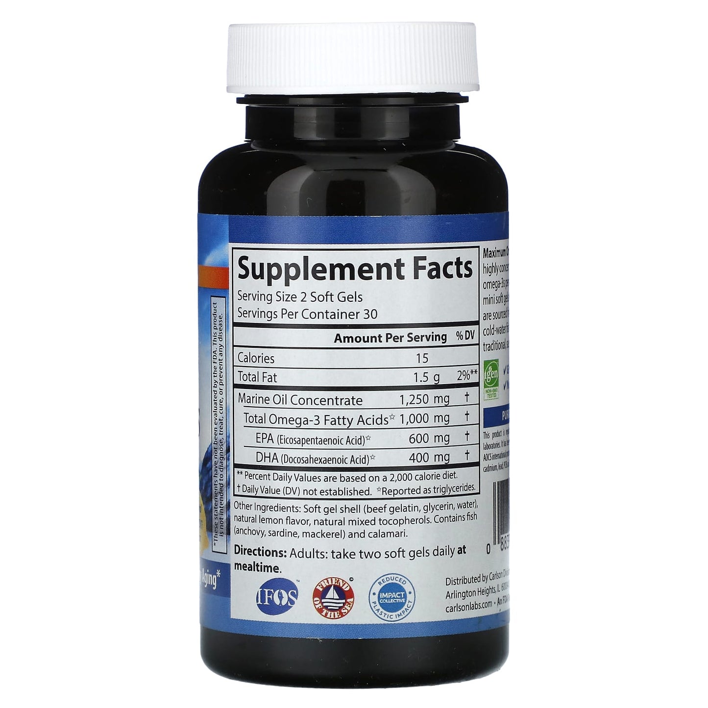 Carlson Omega-3 Soft Gels, High-Concentration, Gluten-Free, Non-GMO - Image 2