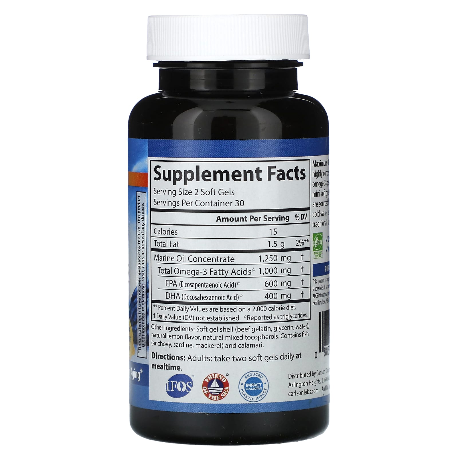 Carlson Omega-3 Soft Gels, High-Concentration, Gluten-Free, Non-GMO - Image 2