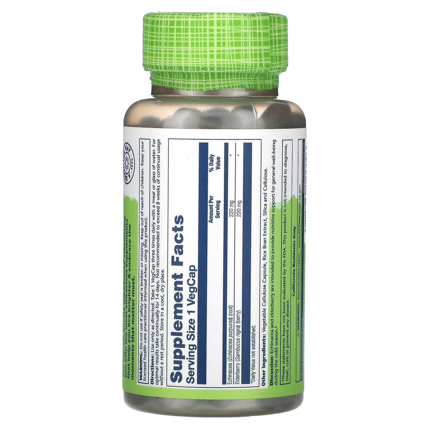 Solaray, True Herbs, Echinacea Elderberry, 440 mg, 100 VegCaps - Image 2