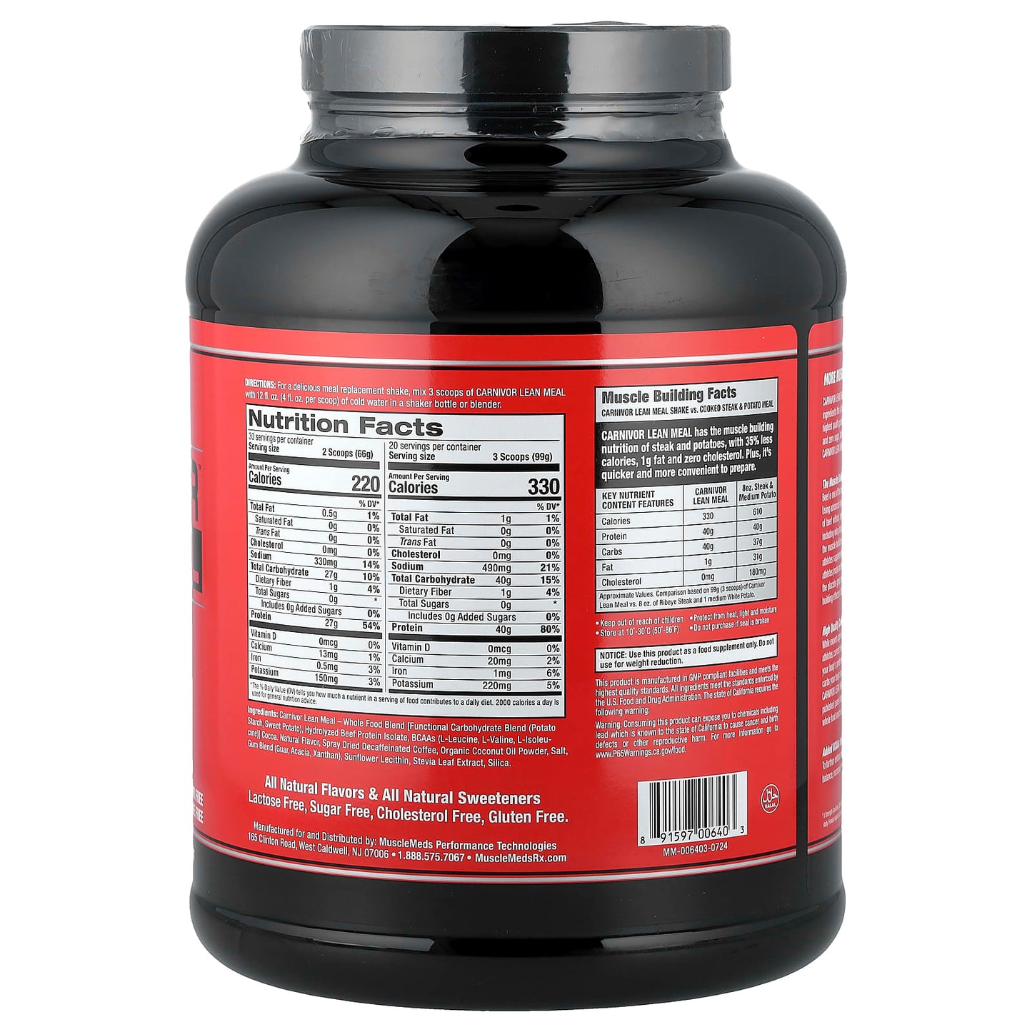 MuscleMeds, Carnivor™ Lean Meal, Mocha Latte, 4.3 lbs (1,980 g) - Image 2