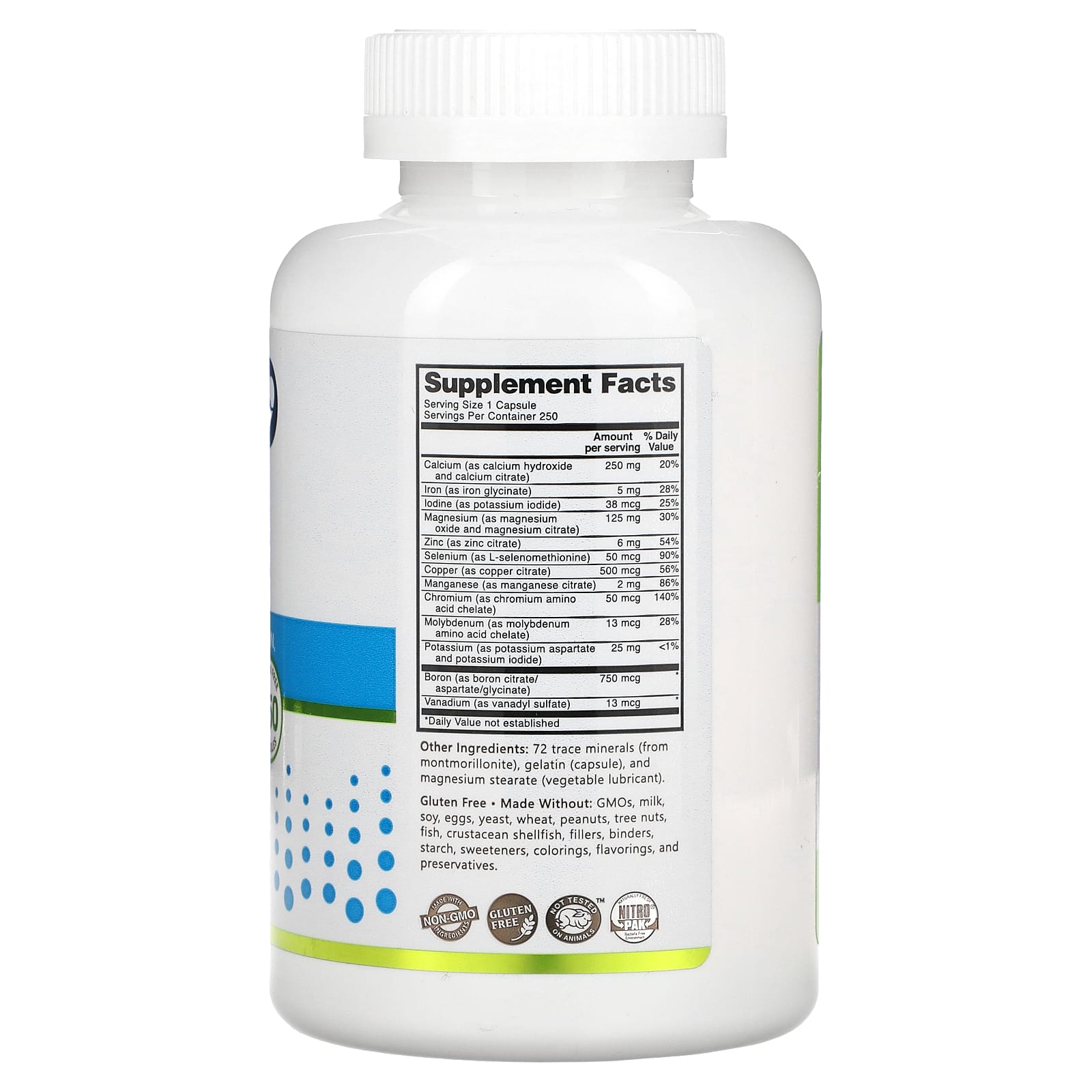 NutriBiotic, Essentials, Multi Mineral, 250 Gluten Free Capsules - Image 2