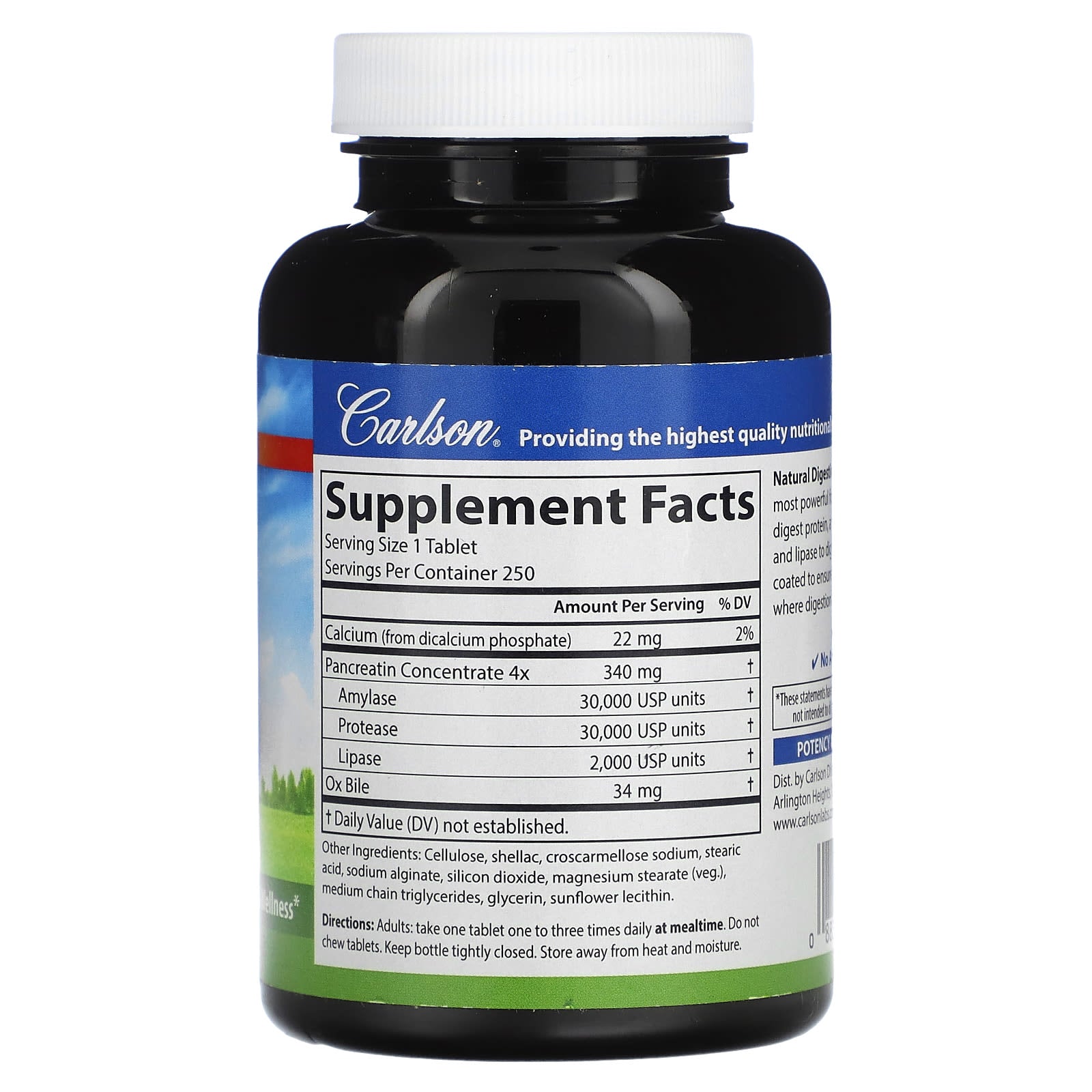 Optimize Digestion with Carlson Natural Digestive Enzymes, 250 Tablets - Image 2