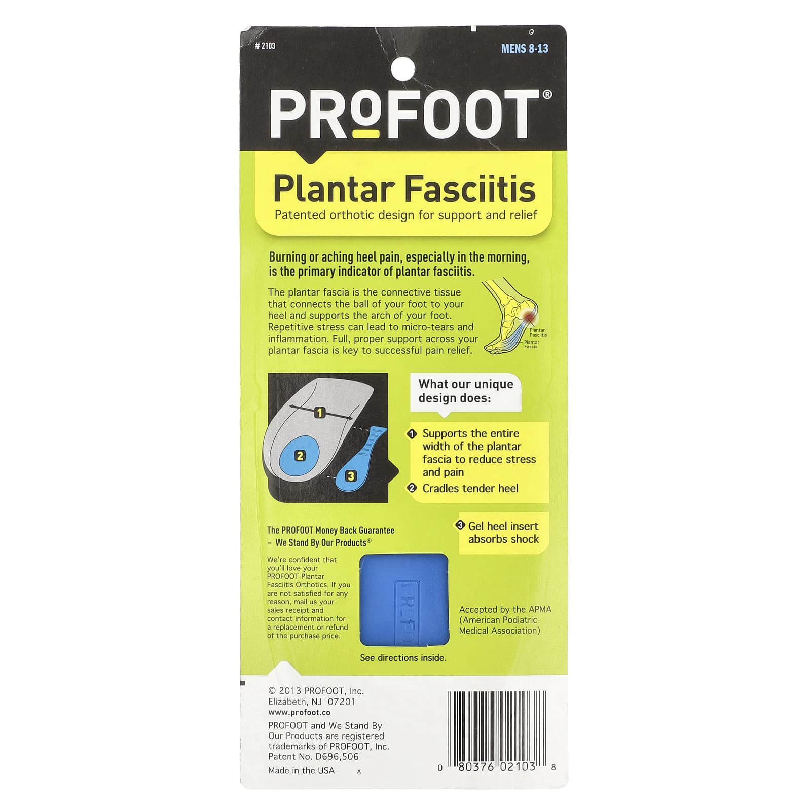 Profoot, Plantar Fasciitis, Mens 8-13, 1 Pair - Image 2