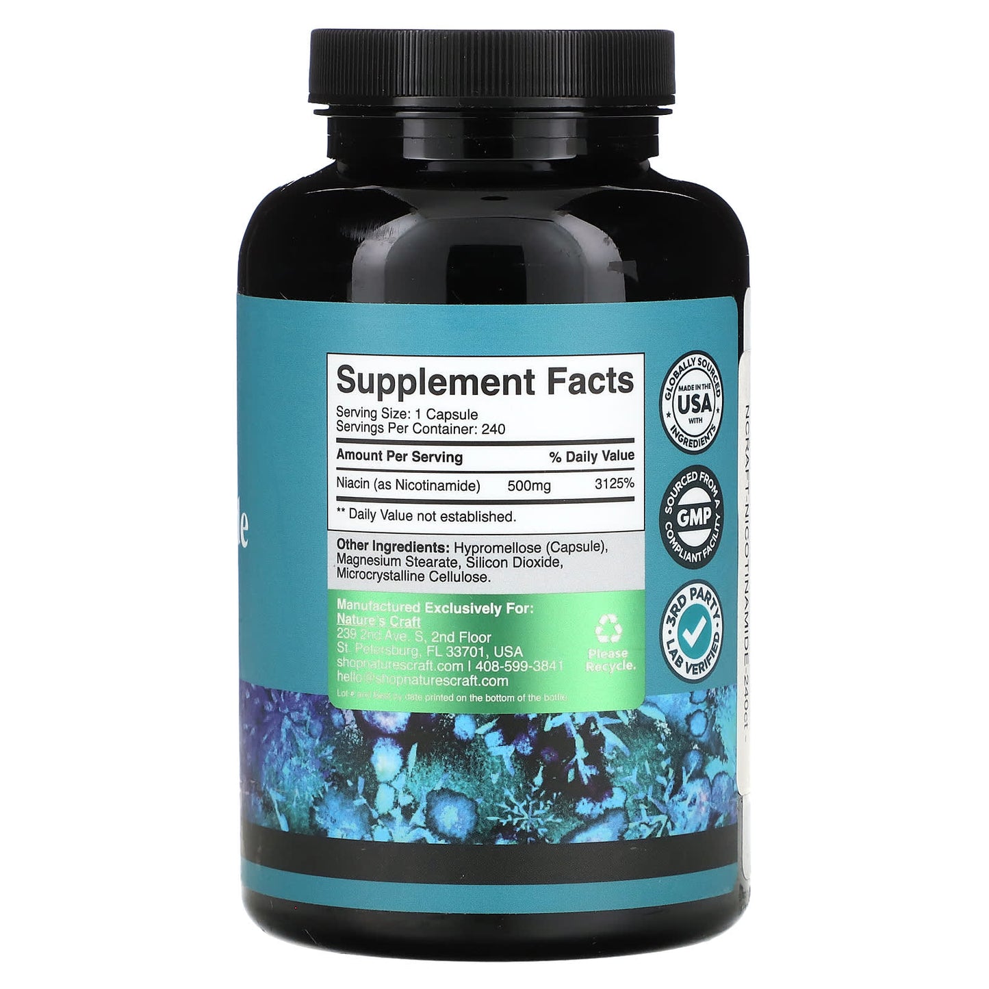 Nature's Craft, Nicotinamide, Daily Vitamins, 500 mg, 240 Capsules - Image 2