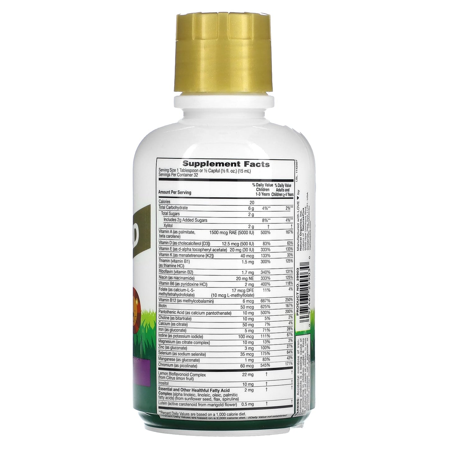 NaturesPlus, Children's Animal Parade Gold Multivitamin Liquid, Tropical Berry, 16 fl oz (473.18 ml) - Image 2