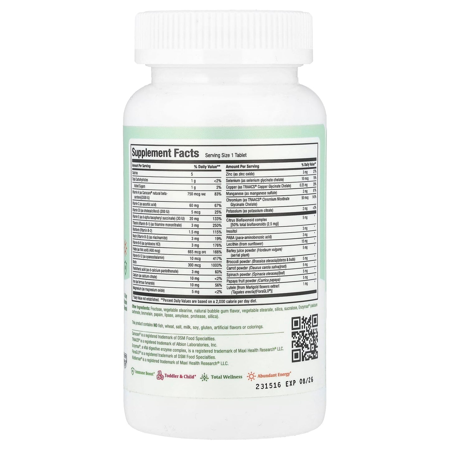 Maxi Health, KiddieMax® Chewable Kiddievite™, Natural Bubblegum, 90 Chewies - Image 2