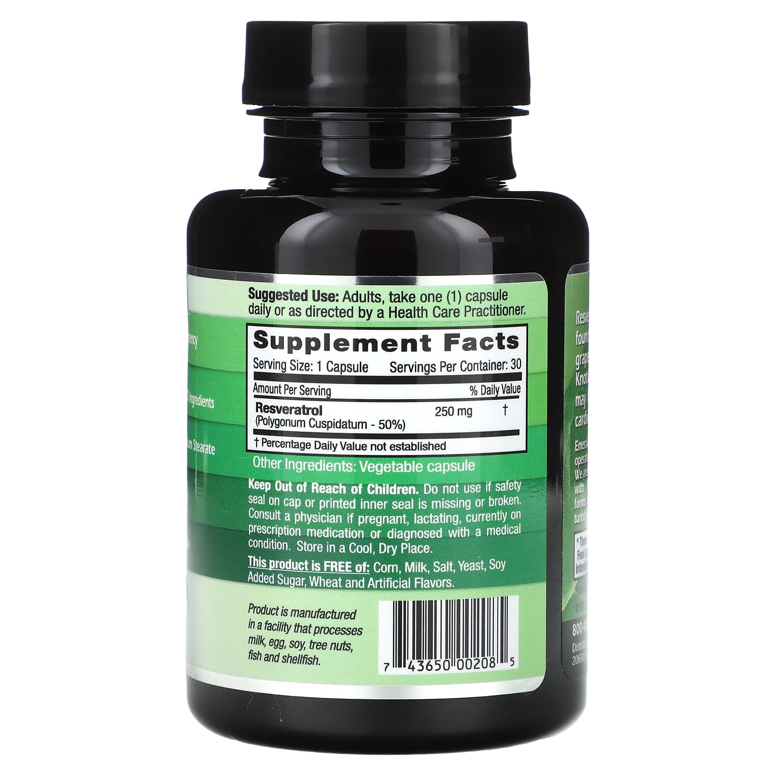 Emerald Laboratories Resveratrol 250mg 30 Capsules - Vegan & Gluten-Free - Image 2