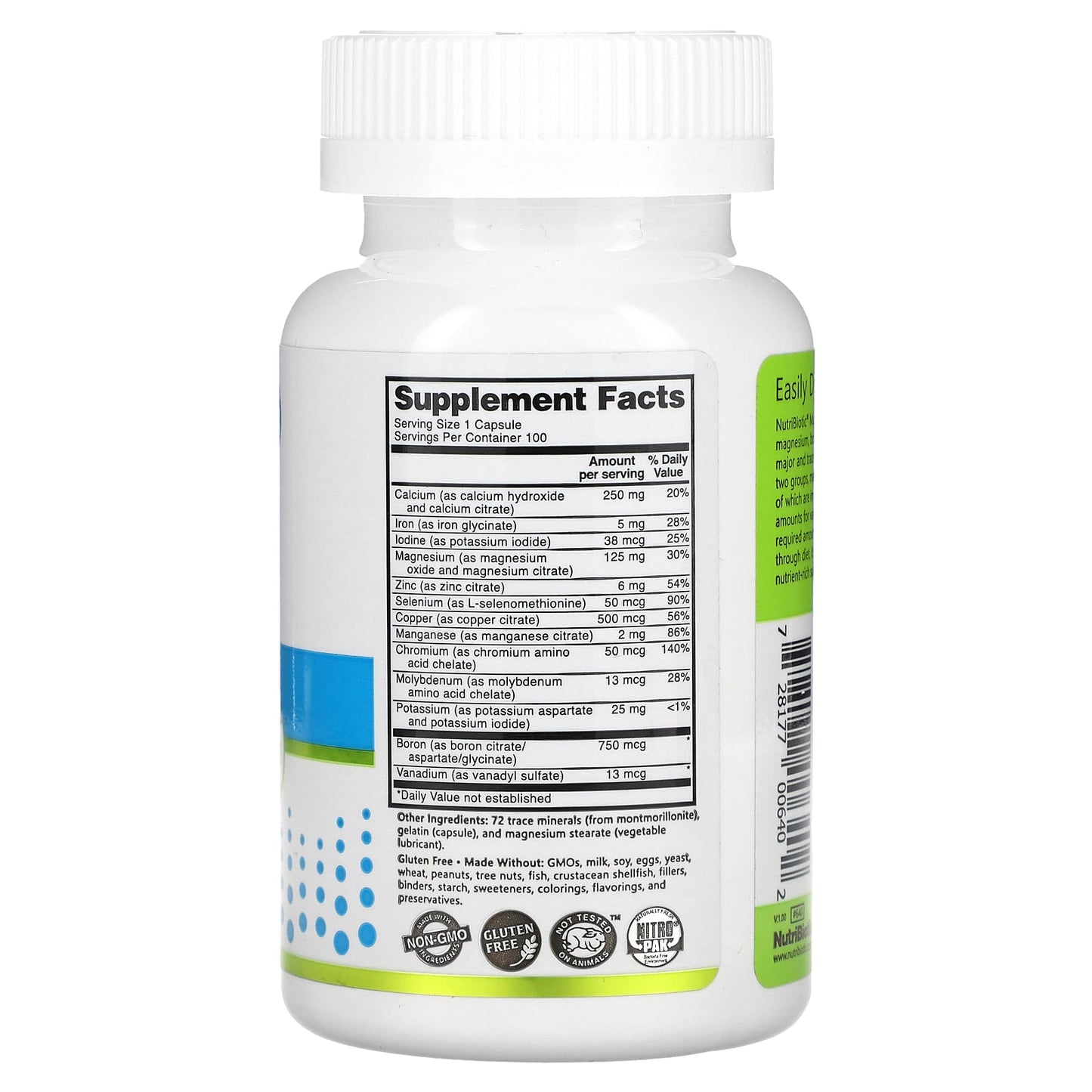NutriBiotic, Essentials, Multi Mineral, 100 Gluten Free Capsules - Image 2
