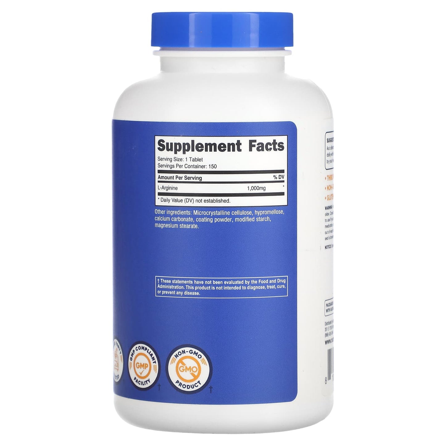 Nutricost, L-Arginine, 1,000 mg, 150 Tablets - Image 2