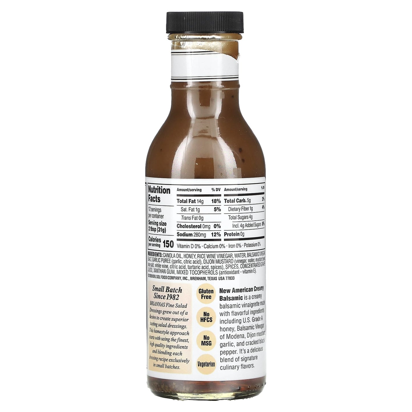 Briannas New American Creamy Balsamic Dressing, 12 fl oz - Gluten Free & Vegetarian - Image 2