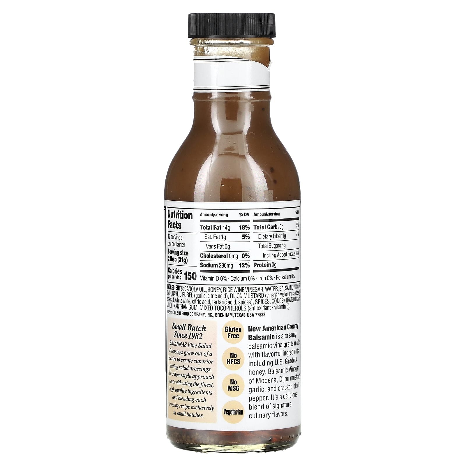 Briannas New American Creamy Balsamic Dressing, 12 fl oz - Gluten Free & Vegetarian - Image 2
