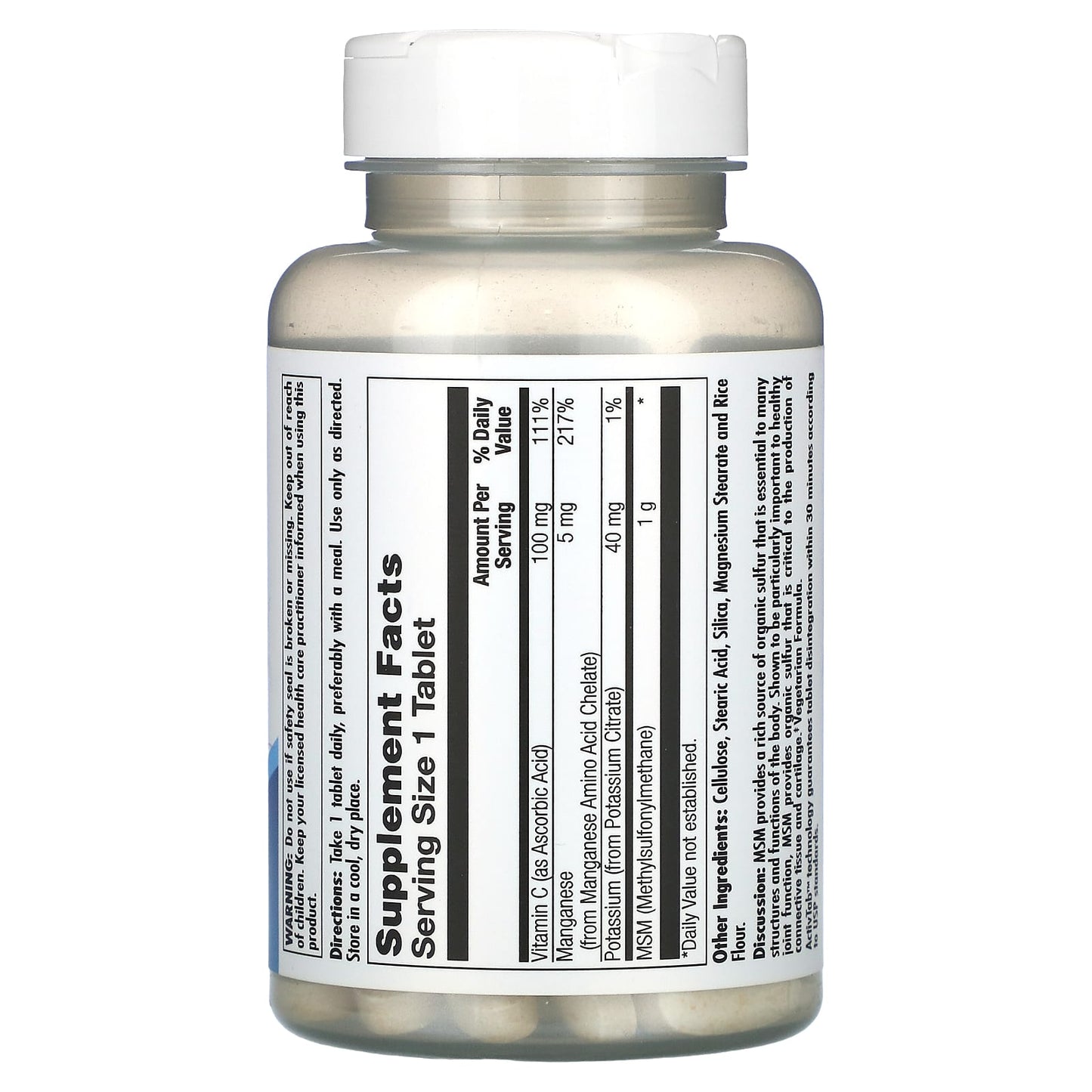 KAL MSM Sulfur Supplement for Joint Health - 80 Tablets - Image 2