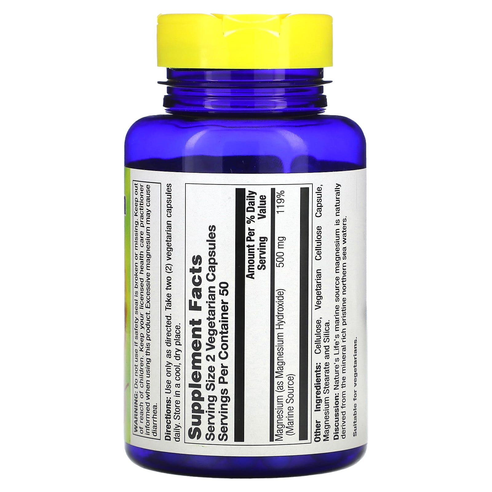 Nature's Life, Marine Magnesium, 100 Vegetarian Capsules (250 mg per Capsule) - Image 2