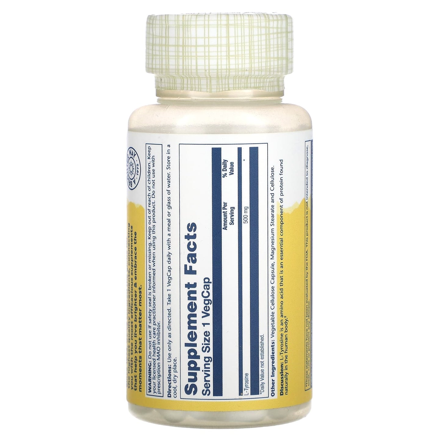 Solaray, L-Tyrosine, 500 mg, 50 VegCaps - Image 2