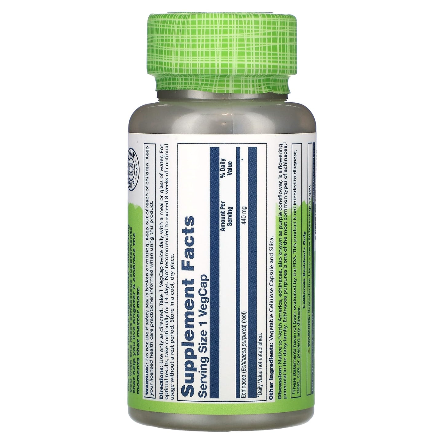 Solaray, True Herbs, Echinacea Purpurea, 440 mg, 100 VegCaps - Image 2