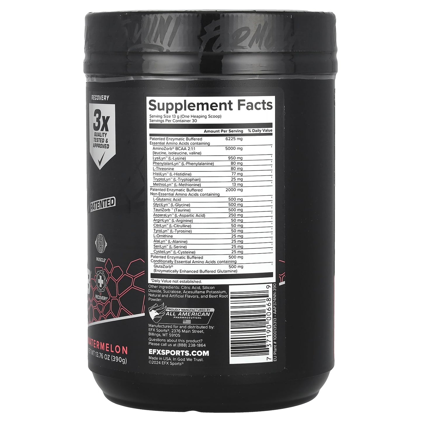 EFX Sports AminoZorb Elite 21 Watermelon Muscle Recovery Supplement - Image 2